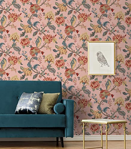Victorian Jade Floral Peel and Stick Wallpaper Y4565