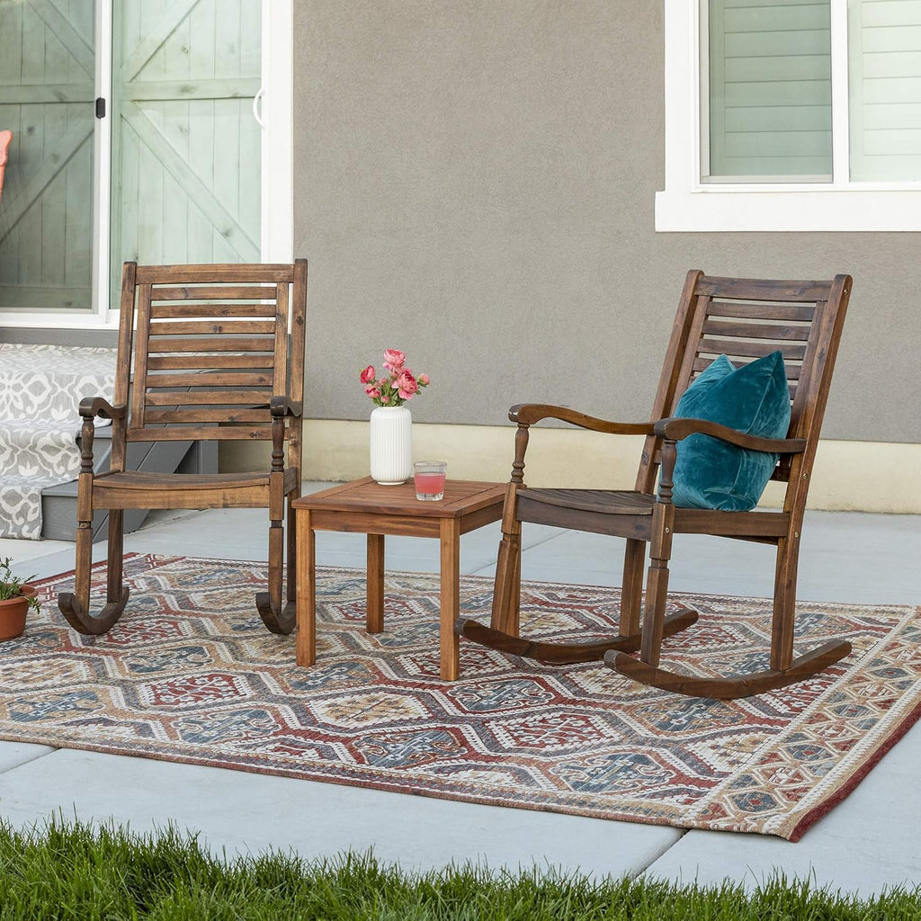 Acacia Wood Slat Back Patio Rocking Chair Q9055
