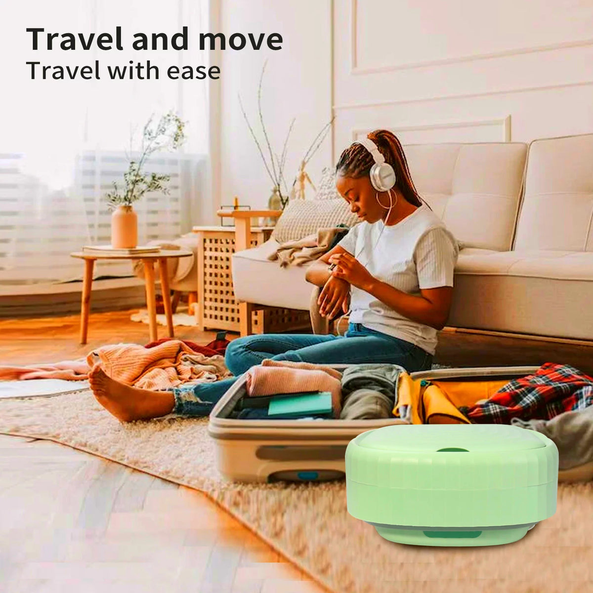 Mini Foldable Washer and Spin Dryer (Green) S633