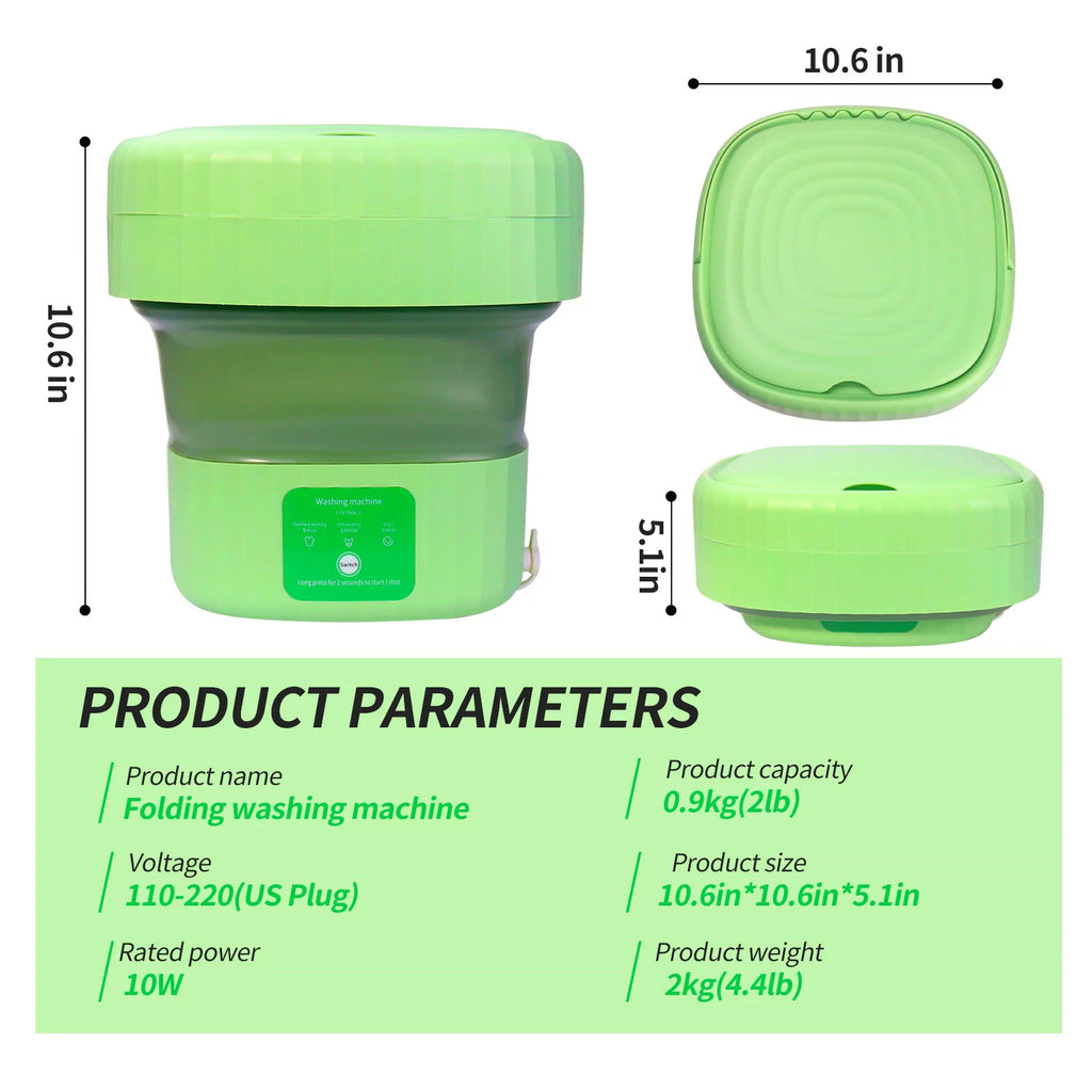 Mini Foldable Washer and Spin Dryer (Green) S633