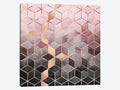 Pink Gray Cubes Wrapped Canvas Q7184