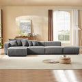 Cream Curved Boucle Modular Sectional Sofa Set 4 Seat N703
