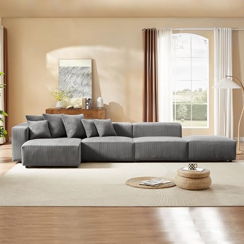 Cream Curved Boucle Modular Sectional Sofa Set 4 Seat N703