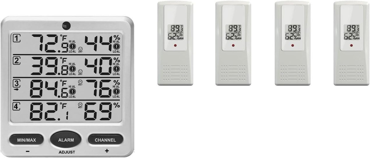 Wireless 8-Channel Thermo-Hygrometer with Four Remote Sensors C39707
