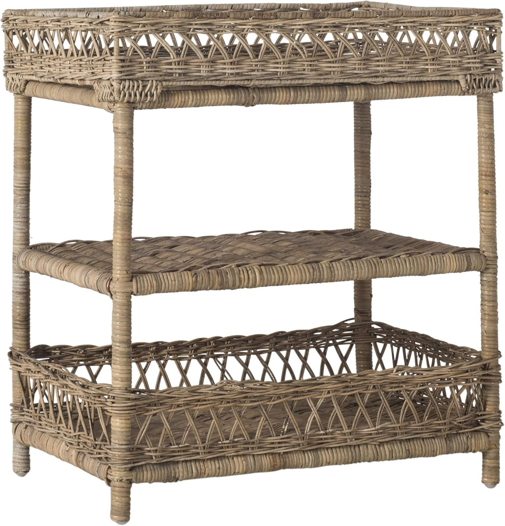 Natural Wicker 3 Tier Accent Table N523