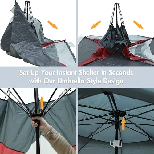 Red/Grey 2-4 Person UPF50+ Beach Tent with Carry Bag J37121