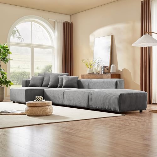 Cream Curved Boucle Modular Sectional Sofa Set 4 Seat N703
