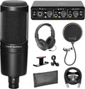 Cardioid Condenser Studio XLR Microphone Bundle with USB Audio Interface, XLR Cable, Pop Filter, Headphone Hook, and Headphones A8000