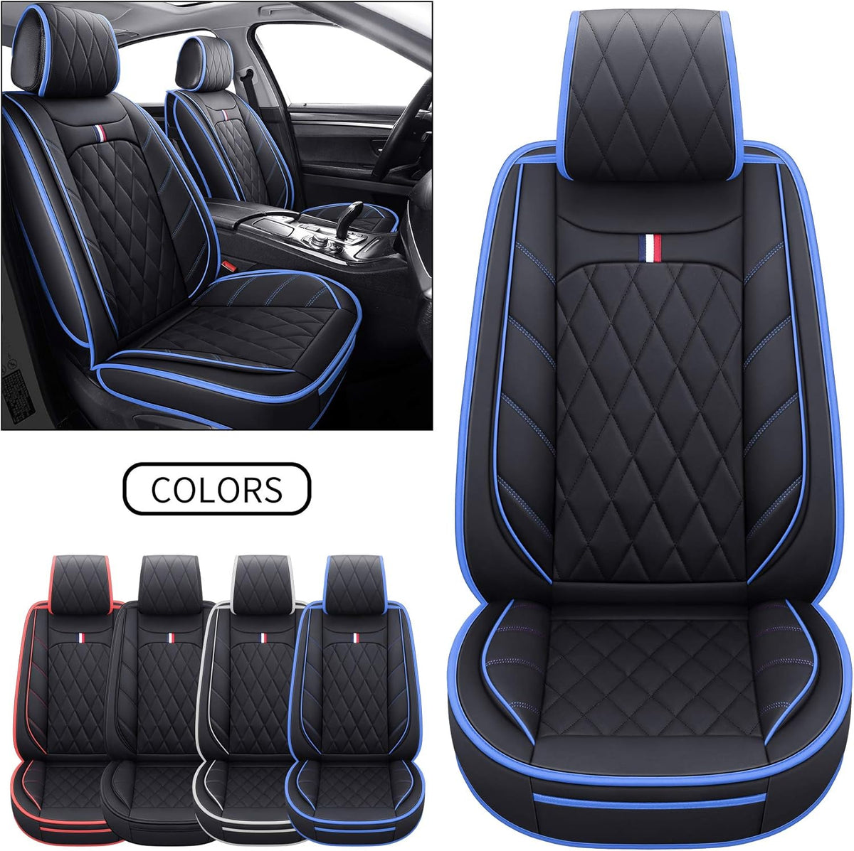 2 PCS Front Waterproof Leather Non-Slip Seat Covers R8307