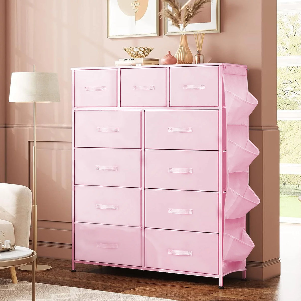 Pink 11 Drawer Chest of Drawers E3404