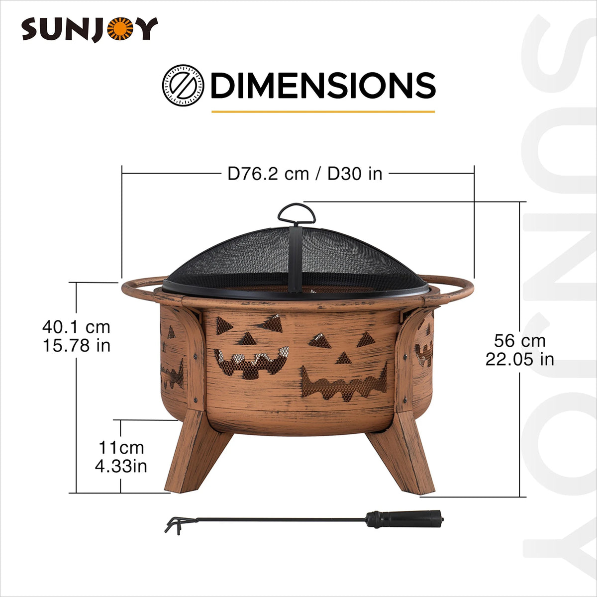 30 in. Outdoor Wood-Burning Steel Fire Pit with Spark Screen and Poker X8121