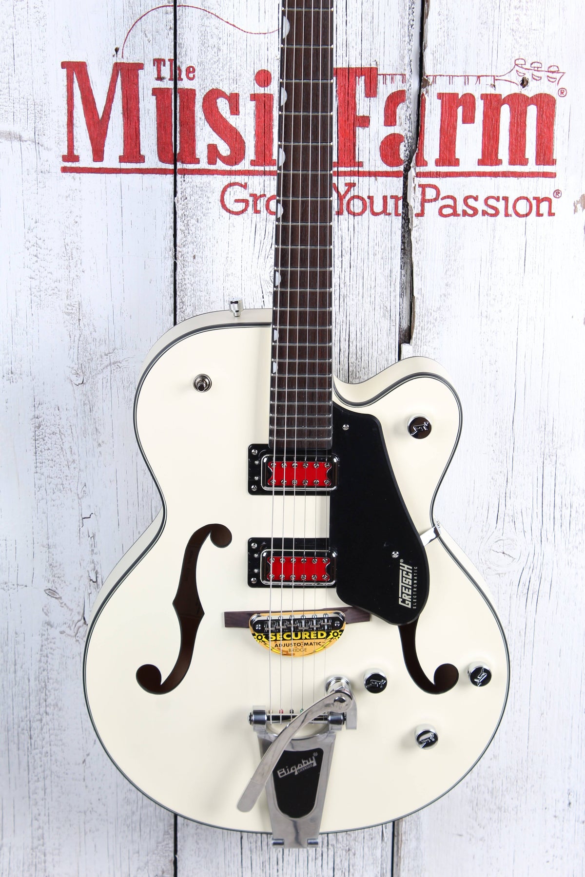 Matte Vintage White Hollow Body Electric Guitar U4432