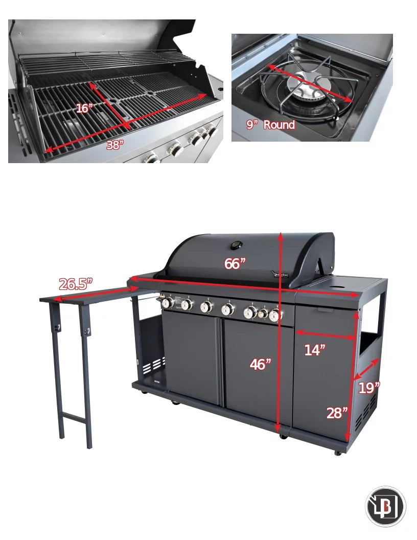 6 Burner Propane Gas Grill and Kitchen Island Z813133