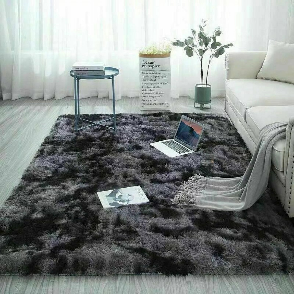 Super Soft Indoor Modern Rugs, Anti-Skid Washable, Dark Grey T65768