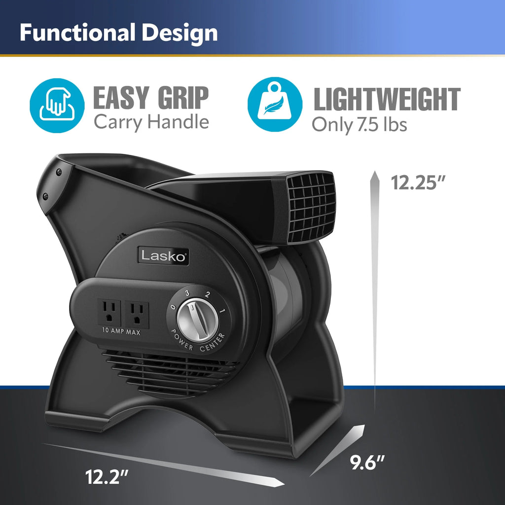 12 Pivoting High Velocity 3-Speed Blower Fan with Outlets, Black G275