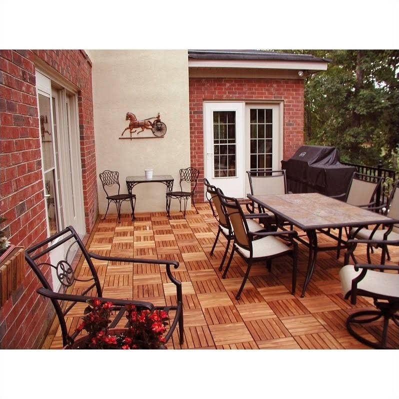 FSC Eucalyptus Interlocking Deck Tile 6 Slats Set of 10 H783