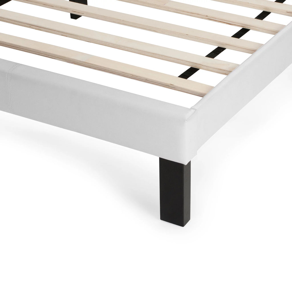White Faux Leather Upholstered Twin Size Bed with Tufted Headboard H466
