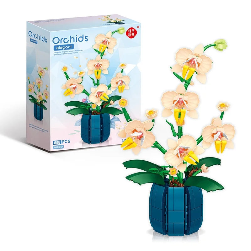 Orchid Flower Bouquet Building Blocks Kit 606 Pcs X1285