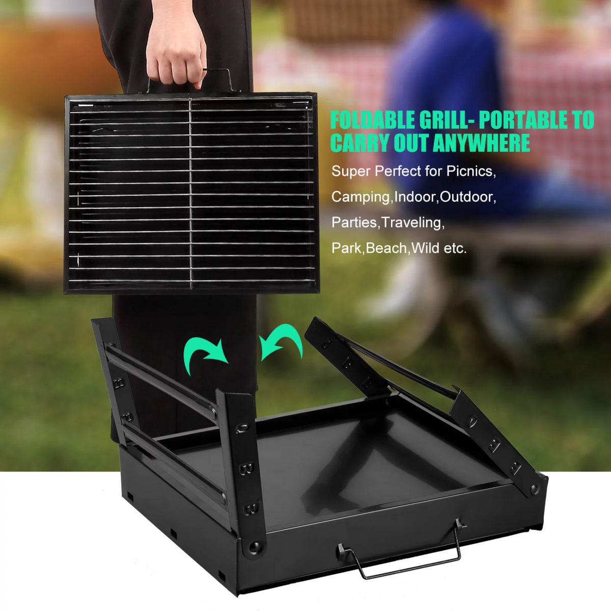 Charcoal Folding Portable Smoker Grill D599