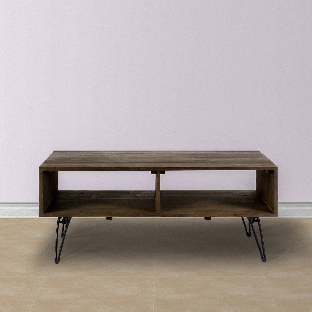 Rustic Farmhouse Coffee Table with Storage E5215
