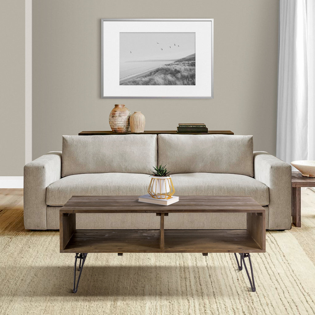 Rustic Farmhouse Coffee Table with Storage E5215