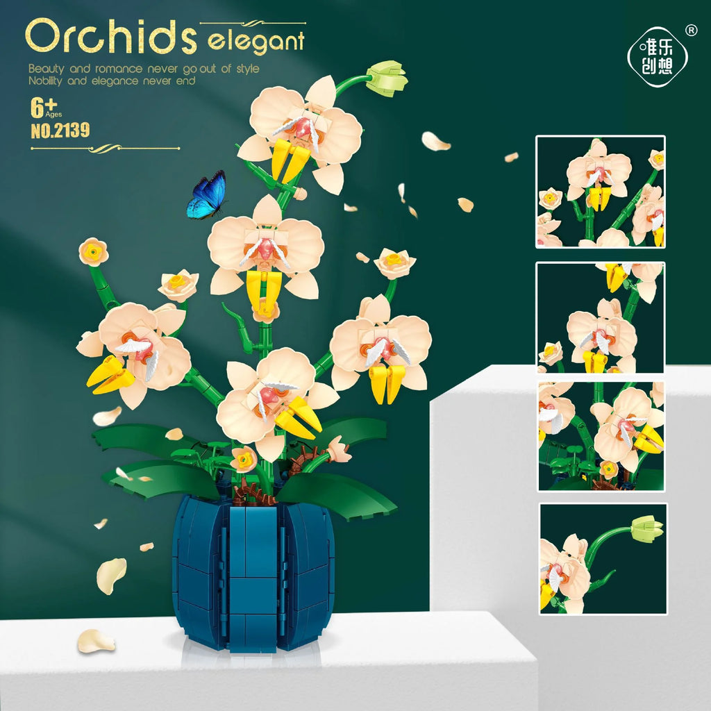 Orchid Flower Bouquet Building Blocks Kit 606 Pcs X1285