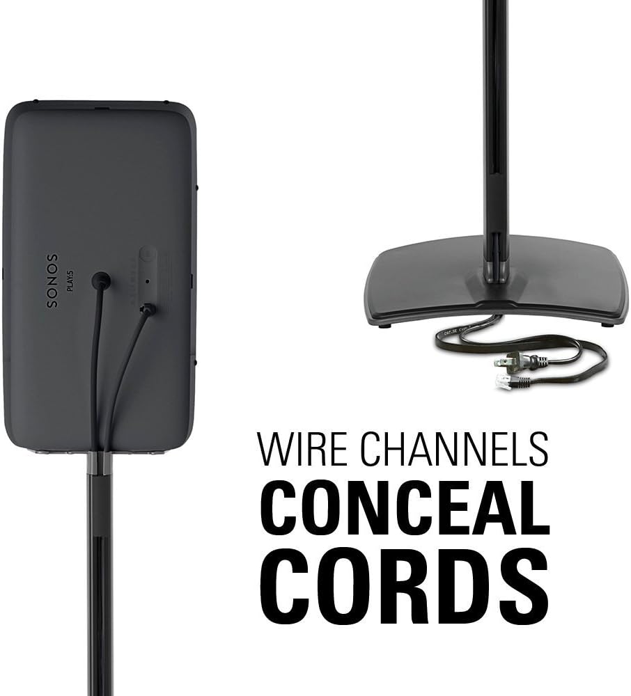 Wireless Speaker Stand with Built-in Cable Management (Black) B198528