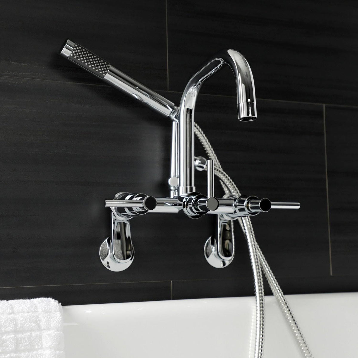 Brushed Nickel Wall Mount Clawfoot Tub Faucet X8967