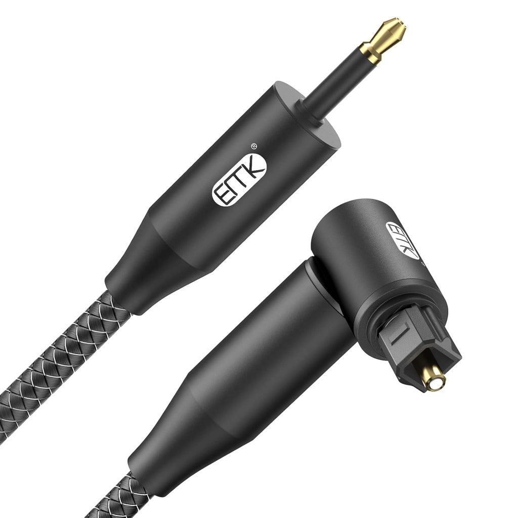 90 Degree Nylon Braided Optical Cable (6 Feet/2M, Black) L2756