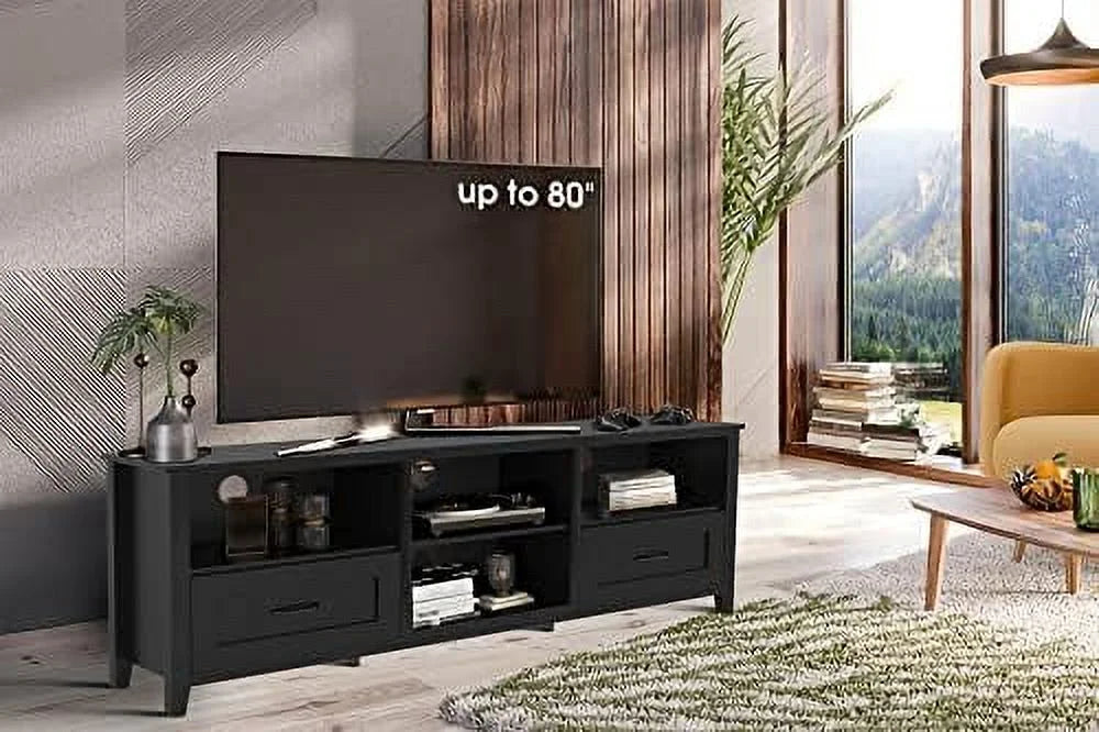 Black TV Stand with Drawers for up to 80" TV Y391