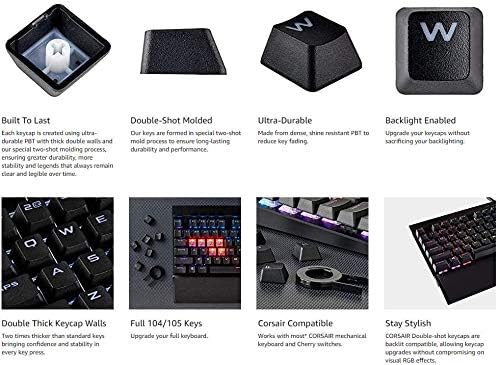 Pbt Double-Shot Keycaps Full 104 -Keyset for Mechanical Keyboards - Black L887123