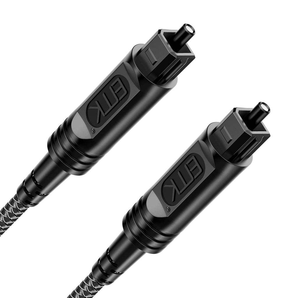 90 Degree Nylon Braided Optical Cable (6 Feet/2M, Black) L2756