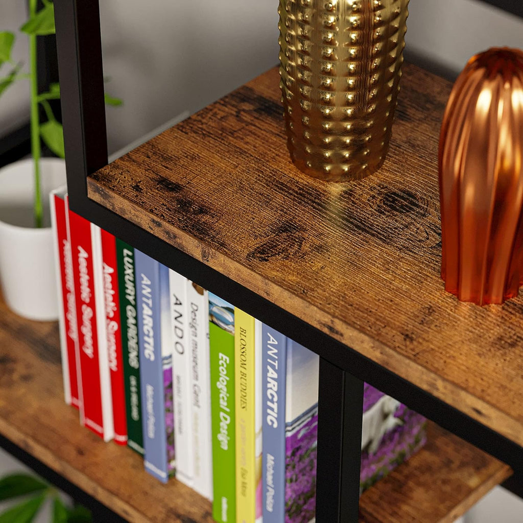 6-Shelf Industrial Etagere Bookcase with Metal Frame M70670