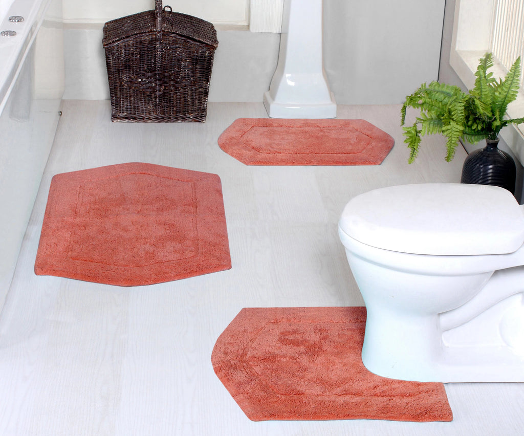 100% Cotton Tufted Non-Slip Bath Rug 3 Piece Set with Contour R81522