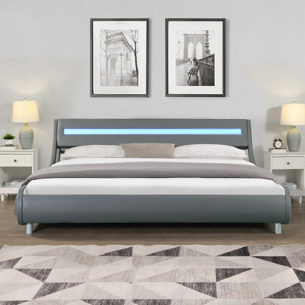 Faux Leather Upholstered King Size Bed Frame N589341