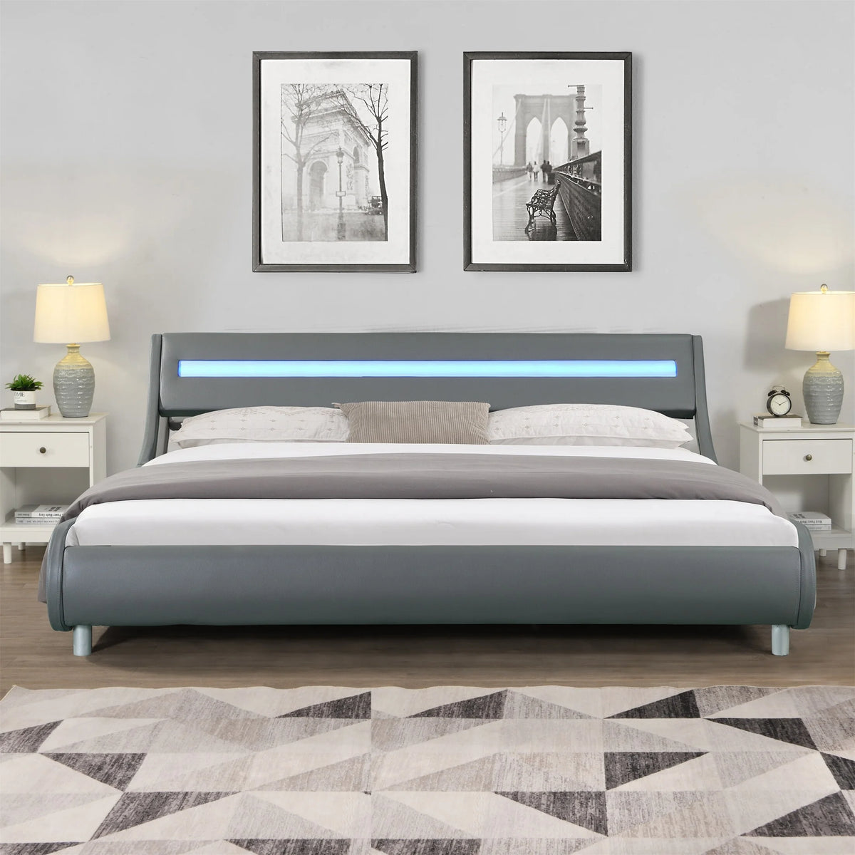Faux Leather Upholstered King Size Bed Frame N589341
