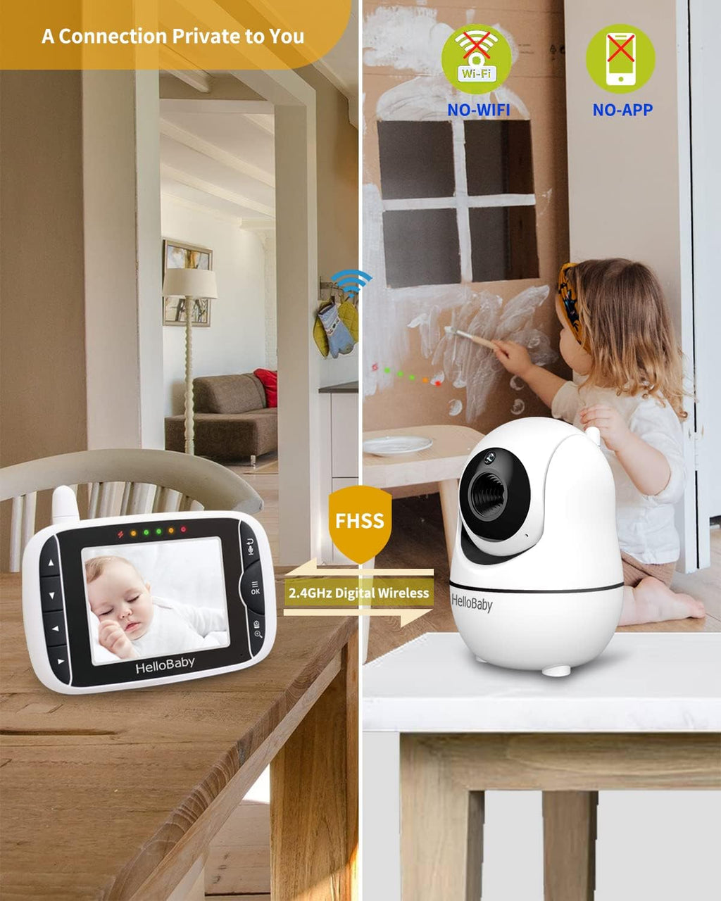Baby Monitor with Camera and Audio, 3.2'' LCD Screen, Infrared Night Vision, Two Way Audio Y292