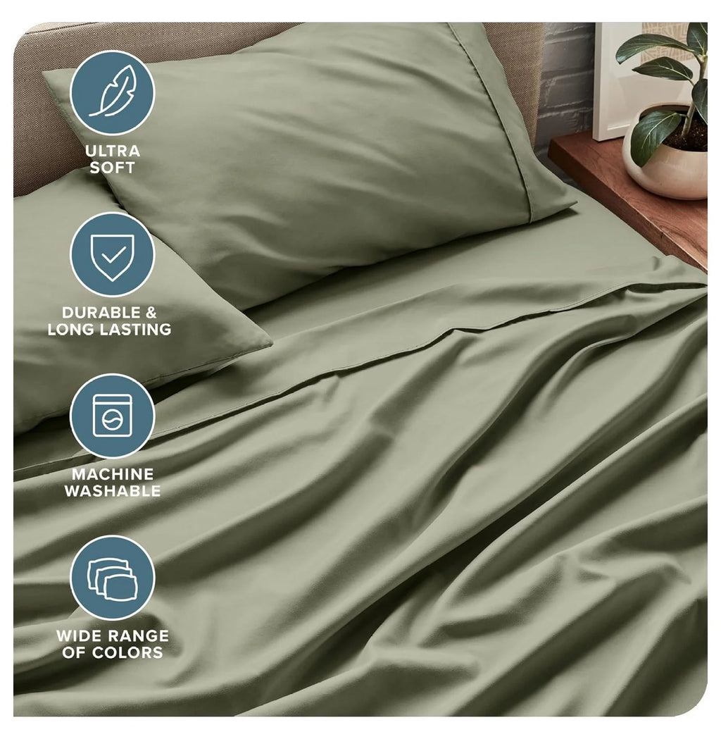 Split King 5 Piece Microfiber Bed Sheet Set with Deep Pockets O73143
