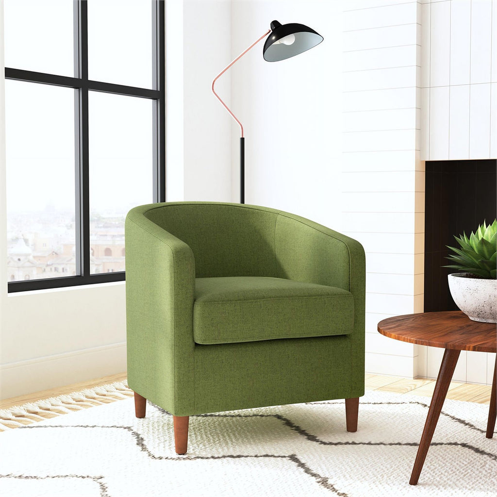 Olive Green Barrel Accent Chair Q289