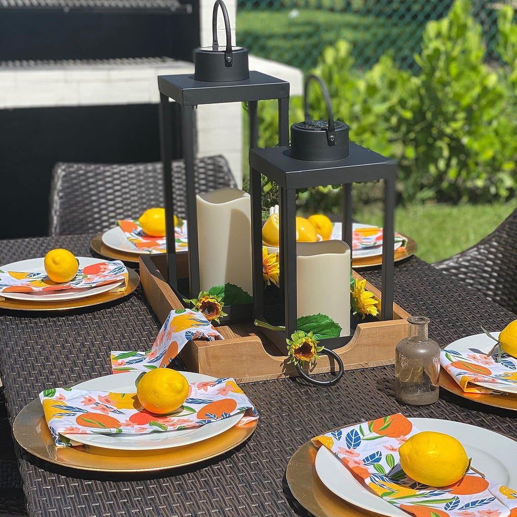Large Outdoor Lantern with Solar Candle, 18 Inch Tall, Matte Black Metal Frame, Waterproof Flameless Pillar Candle H14894