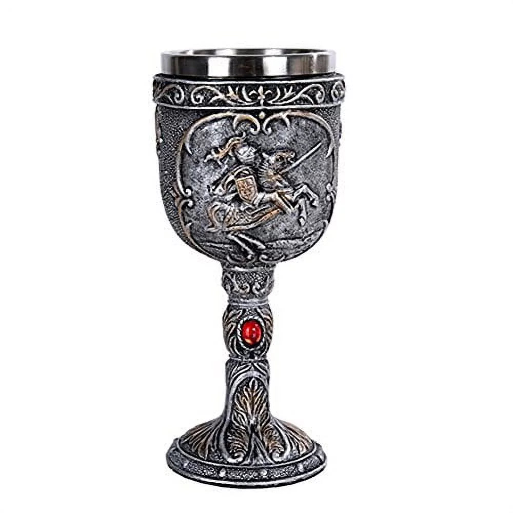 Polyresin Wine Goblet with Stainless Steel Rim U487205