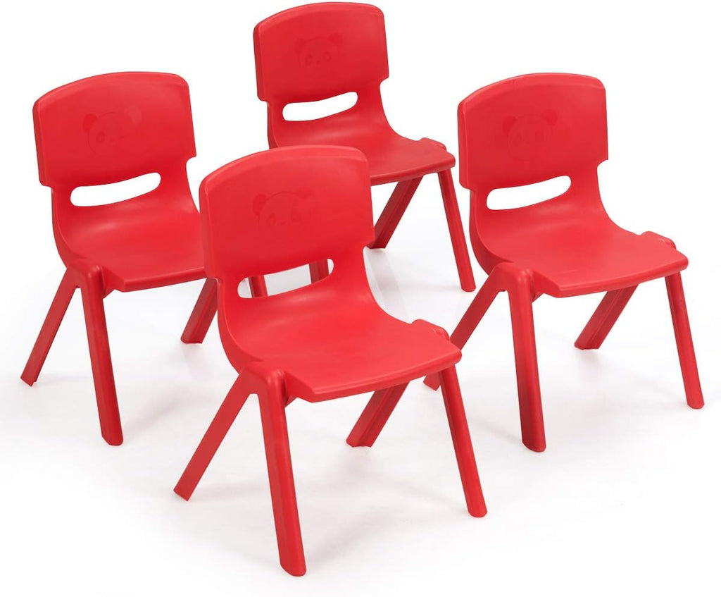 Blue Plastic Stackable Kids Chairs, 4 Pack, 11 inch Seat Height G850