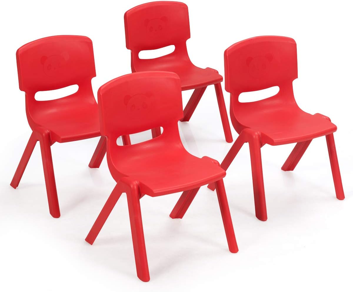 Blue Plastic Stackable Kids Chairs, 4 Pack, 11 inch Seat Height G850