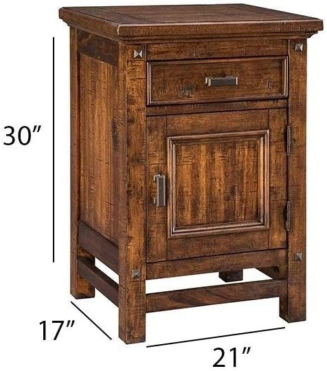 Rustic Acacia 1-Door 1-Drawer Nightstand G7037