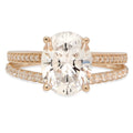 Oval Cut Genuine Cultured Diamond 18K Yellow Gold Engagement Ring size 8 G9277