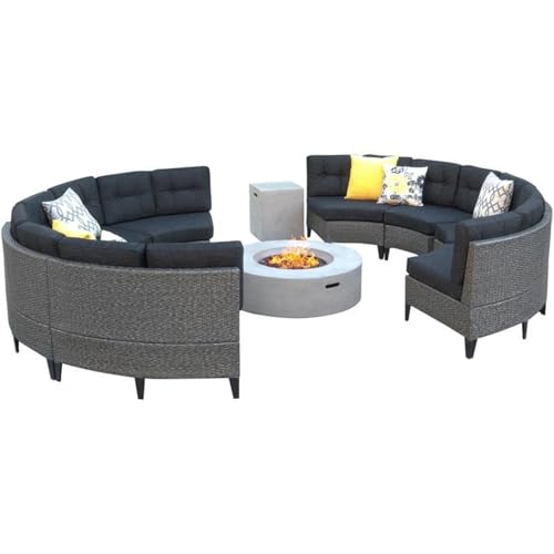 Outdoor Wicker Full Round Sofa Set with Fire Table O380051