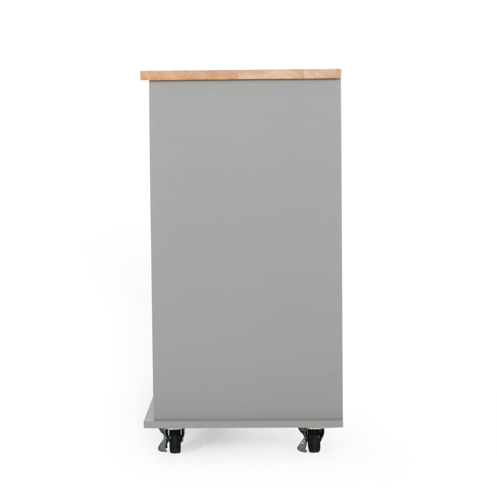 Natural + Black Kitchen Cart with Wheels V876