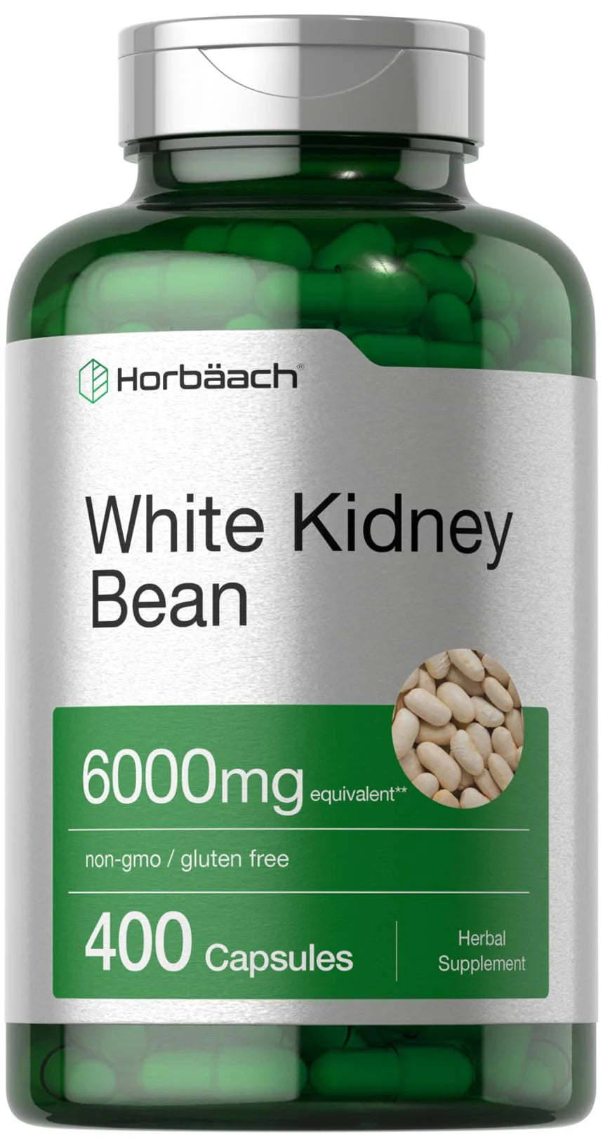 White Kidney Bean Extract Capsules 6000mg 400 Count Non-GMO Gluten Free M66071