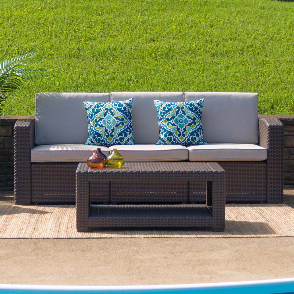 Chocolate Brown Faux Rattan Coffee Table T6156