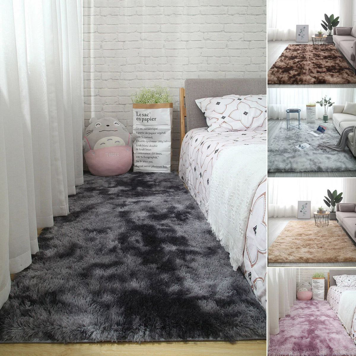 Super Soft Indoor Modern Rugs, Anti-Skid Washable, Dark Grey T65768